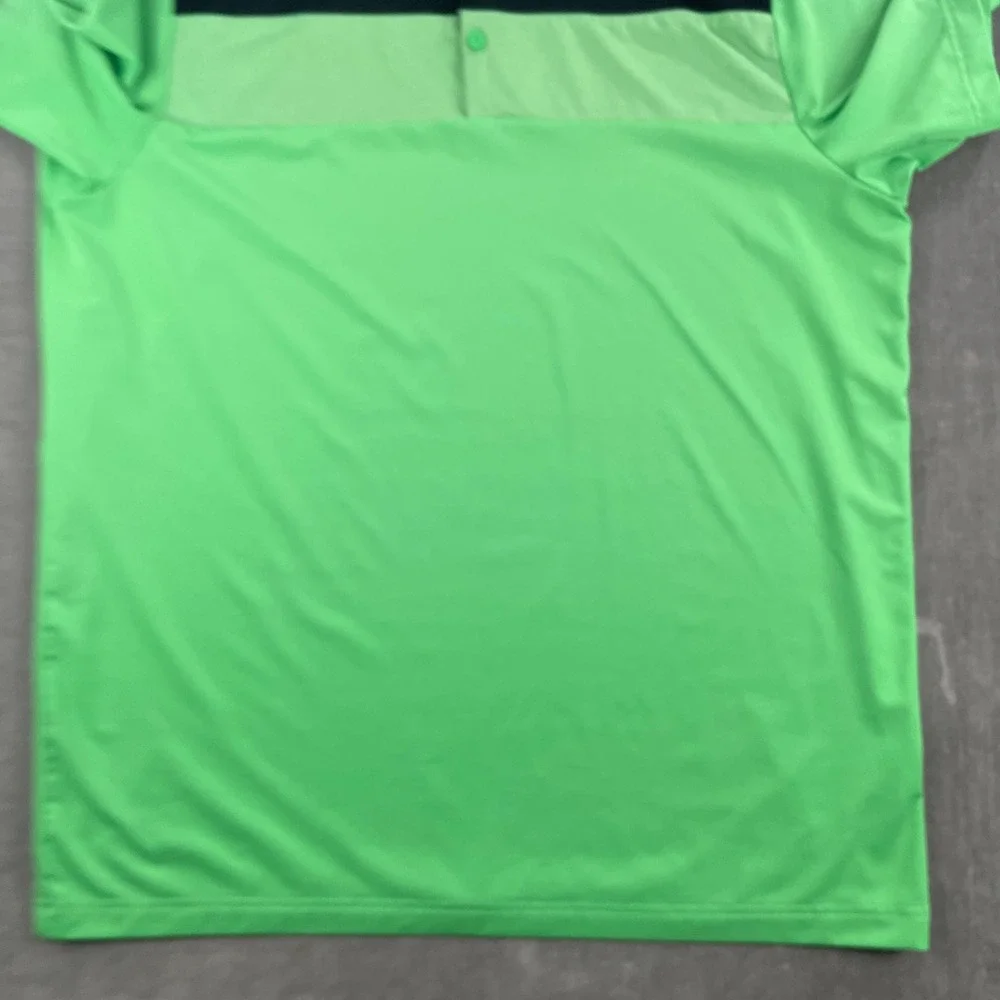 Adidas Mens Large Green Polo Shirt Primegreen AJGA Logo Colorblock Performance